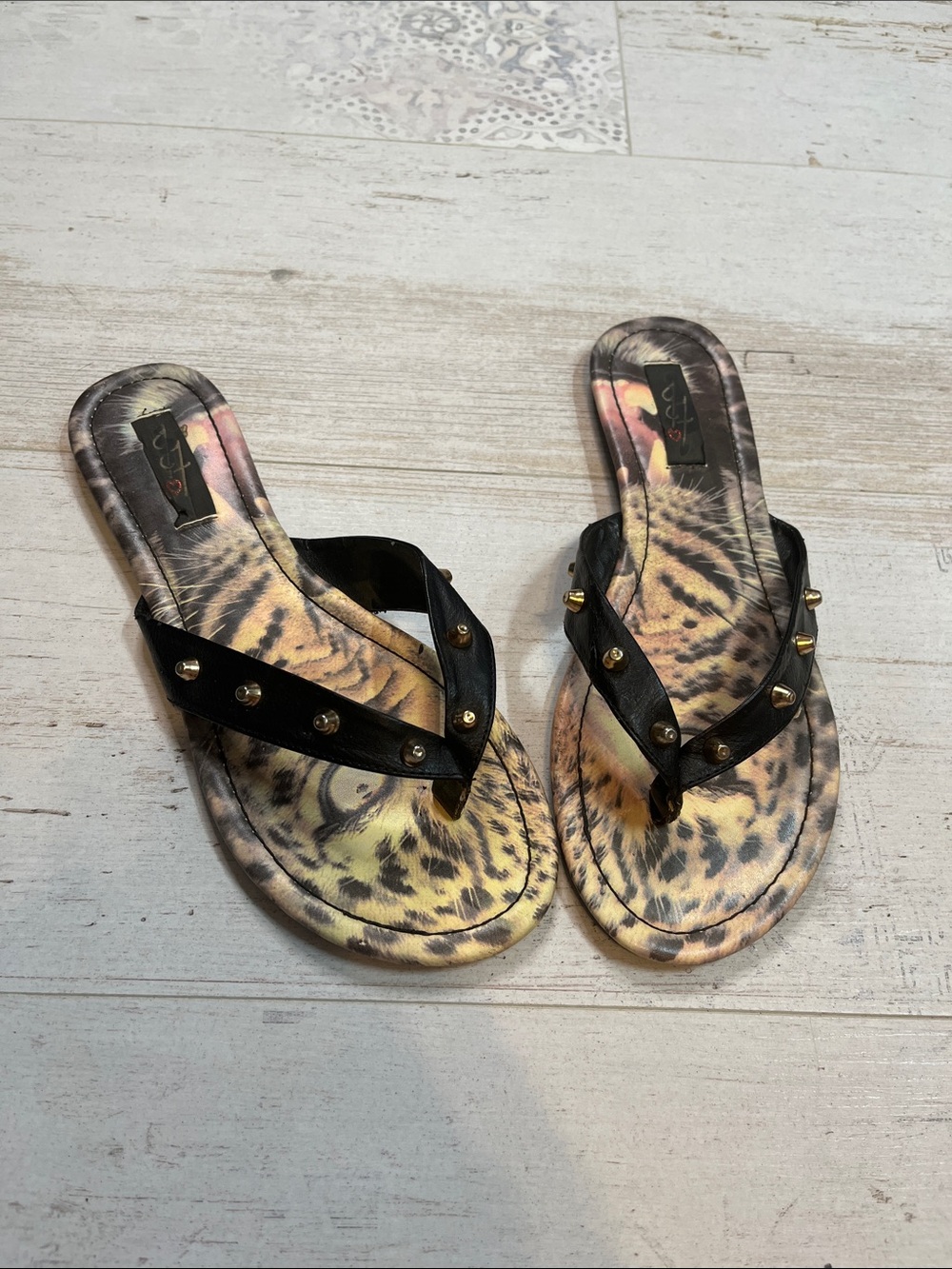 Rare Iron Fist Cheetah Face Studded Sandals Size 8